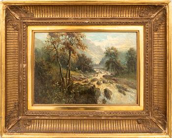 Unknown artist 19th century, Landscape with rapids.