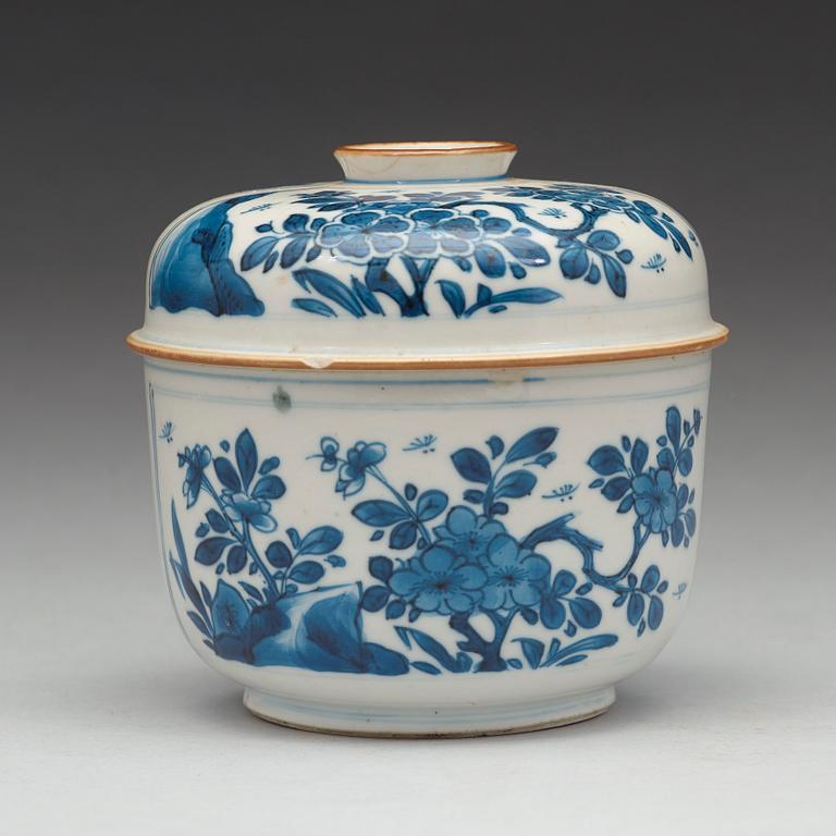 A blue and white jar with cover, Qing dynasty, Kangxi (1662-1722).