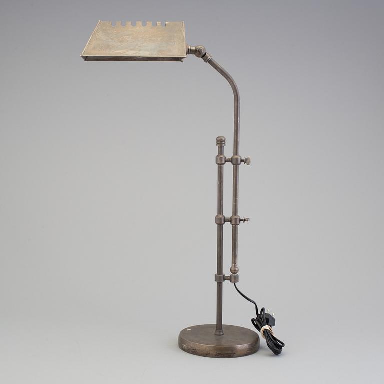 a steel table light.