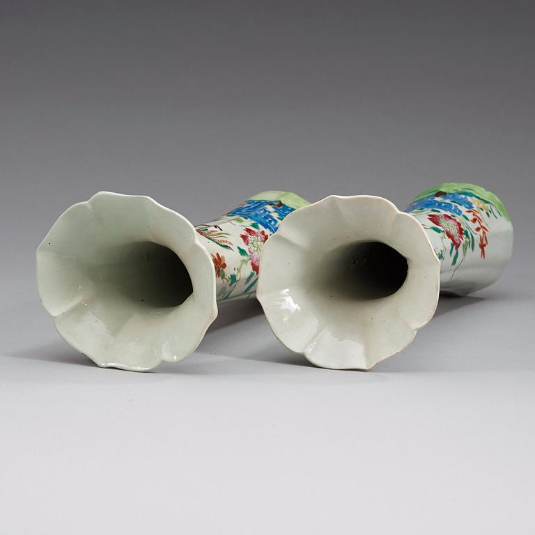 A pair of famille rose vases, Qing dynasty, Qianlong (1736-95).