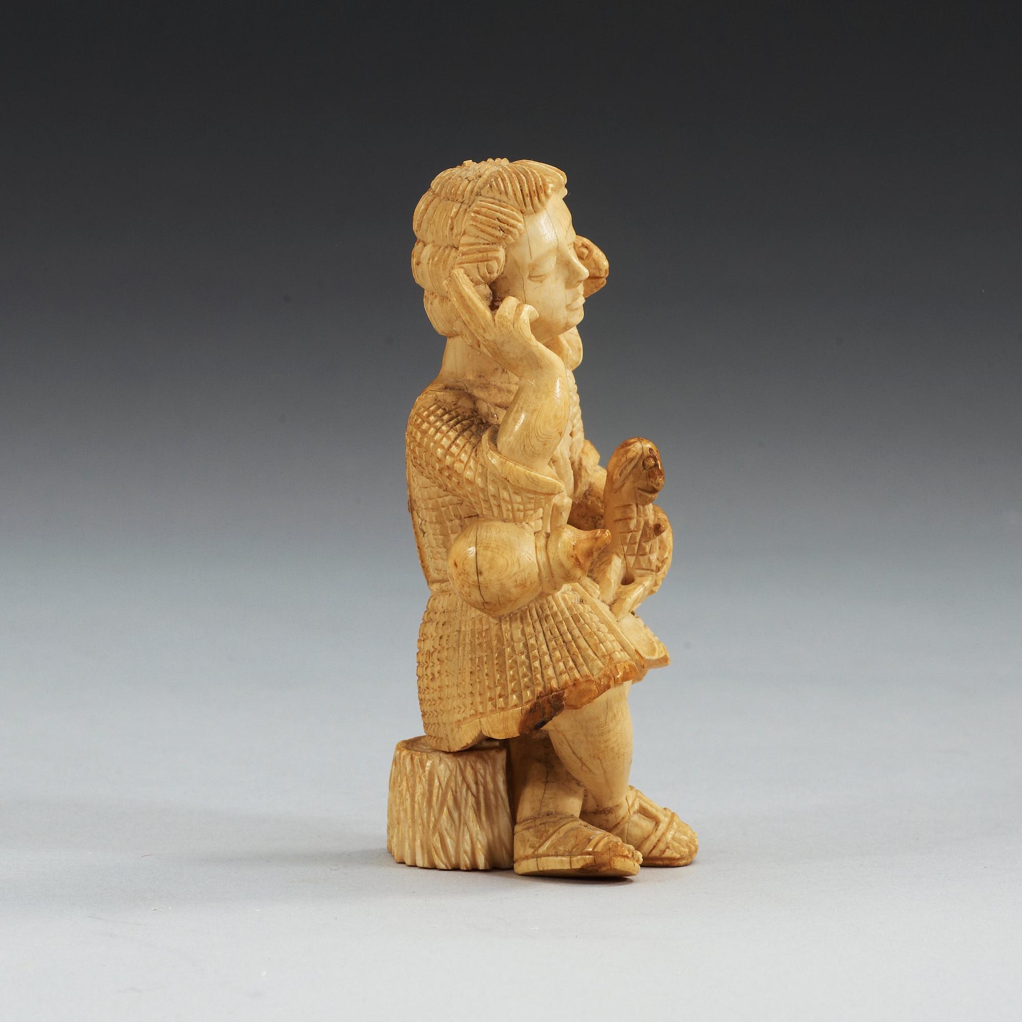 A carved ivory figure of Christ the Good Shepherd, 18th Century or older, Goan.