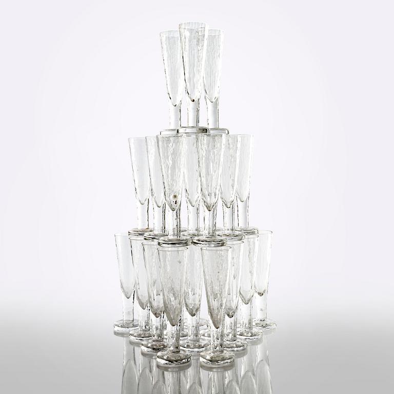 A set of 26 21st century champagne glass.