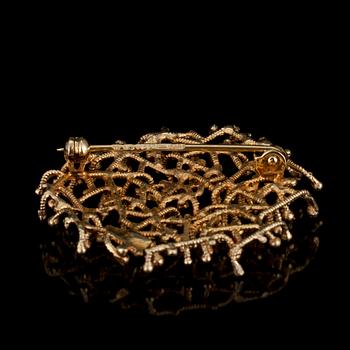 BROSCH, 14K guld. Koruteollisuus Tillander, Helsingfors 1970. Vikt 6,5 g.