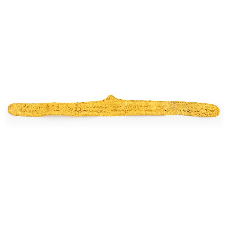 A Hellenistic repoussé gold diadem, ca 300 - 30 BC.
