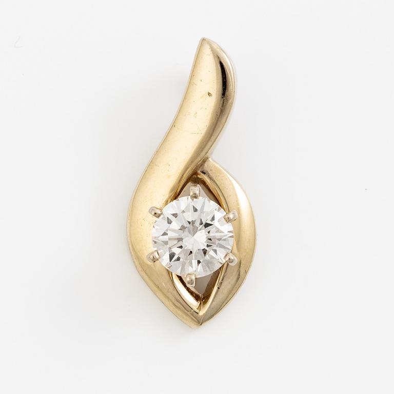 14K white gold solitaire diamond pendant.