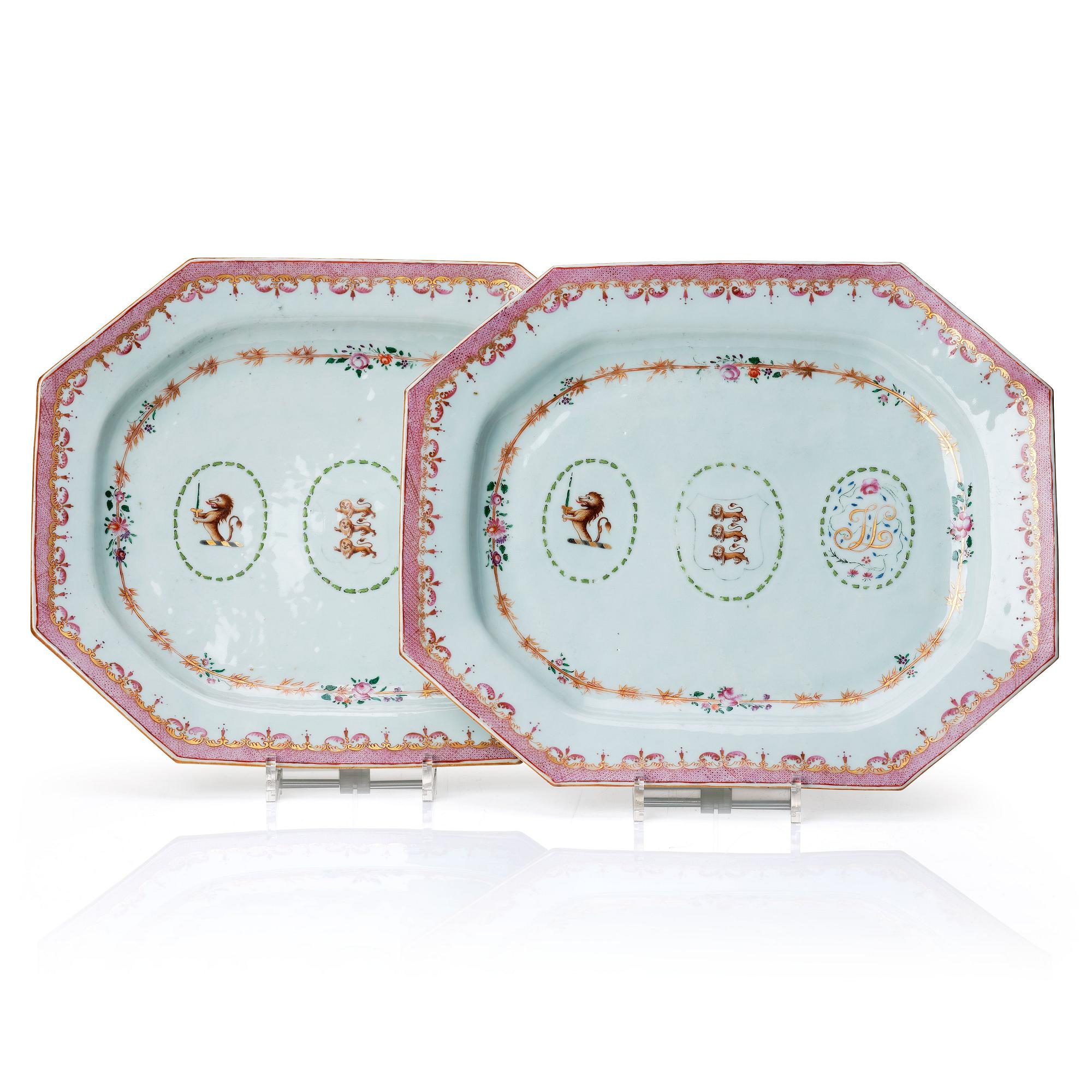 Two famille rose armorial serving dishes, Qing dynasty, Qianlong (1736-95).