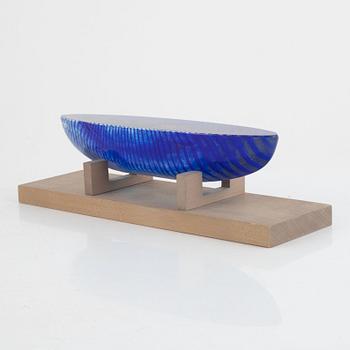 Bertil Vallien, a glass boat sculpture, limited edition, Kosta Boda, Sweden.