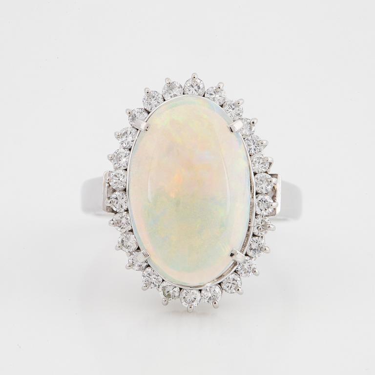Opal and brilliant-cut diamond cocktail ring.