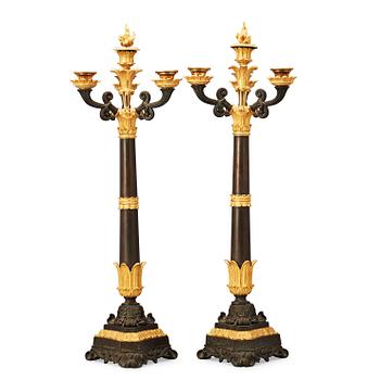 1443. A pair of French Louis Philippe 19th century four-light candelabra.