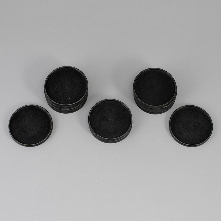 TIDDIT WENDT, coasters, 12 st, isolit och silver, Perstorp, Helsingborg, 1949-55.