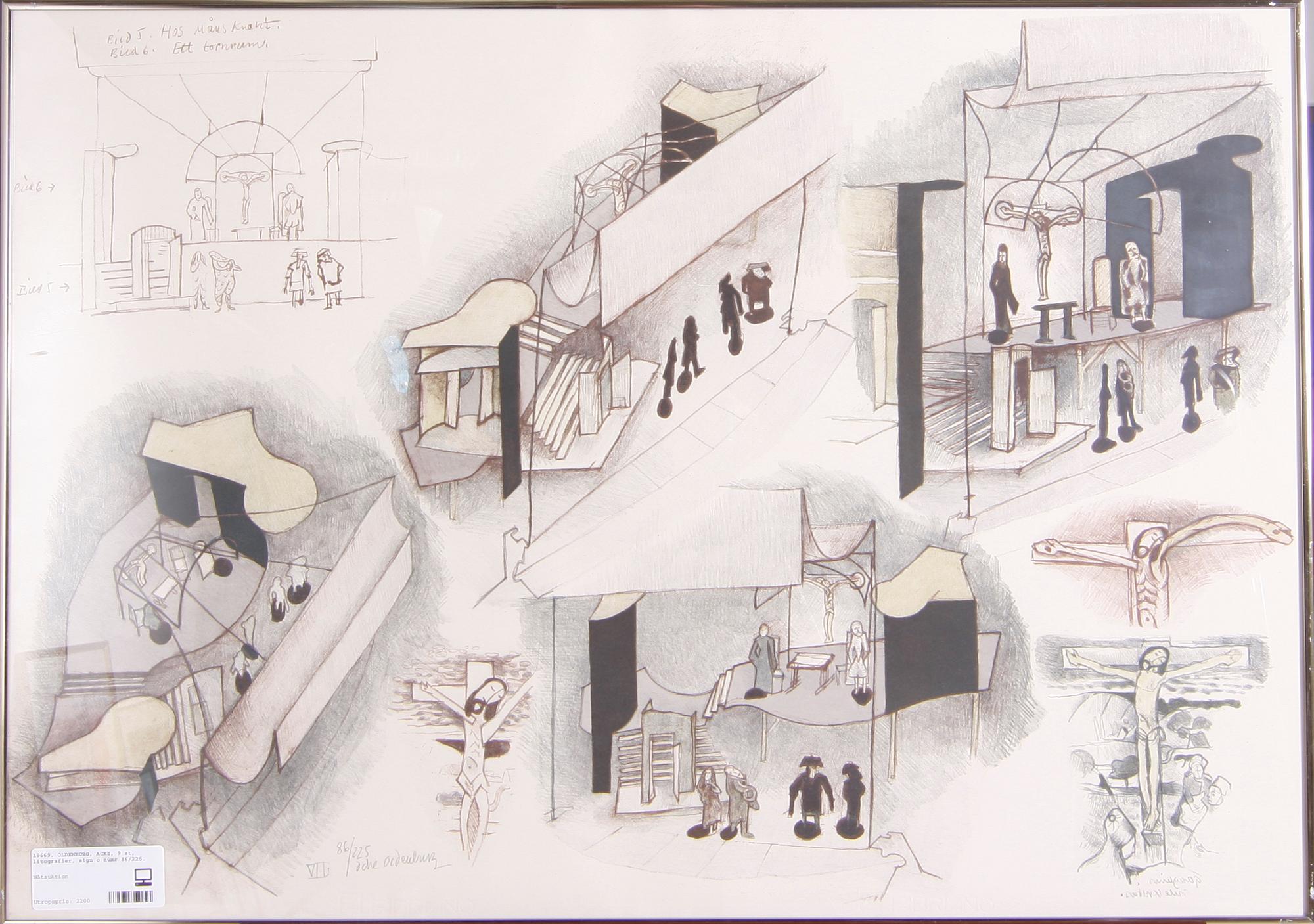 OLDENBURG, ACKE, 9 st, litografier, sign o numr 86/225.