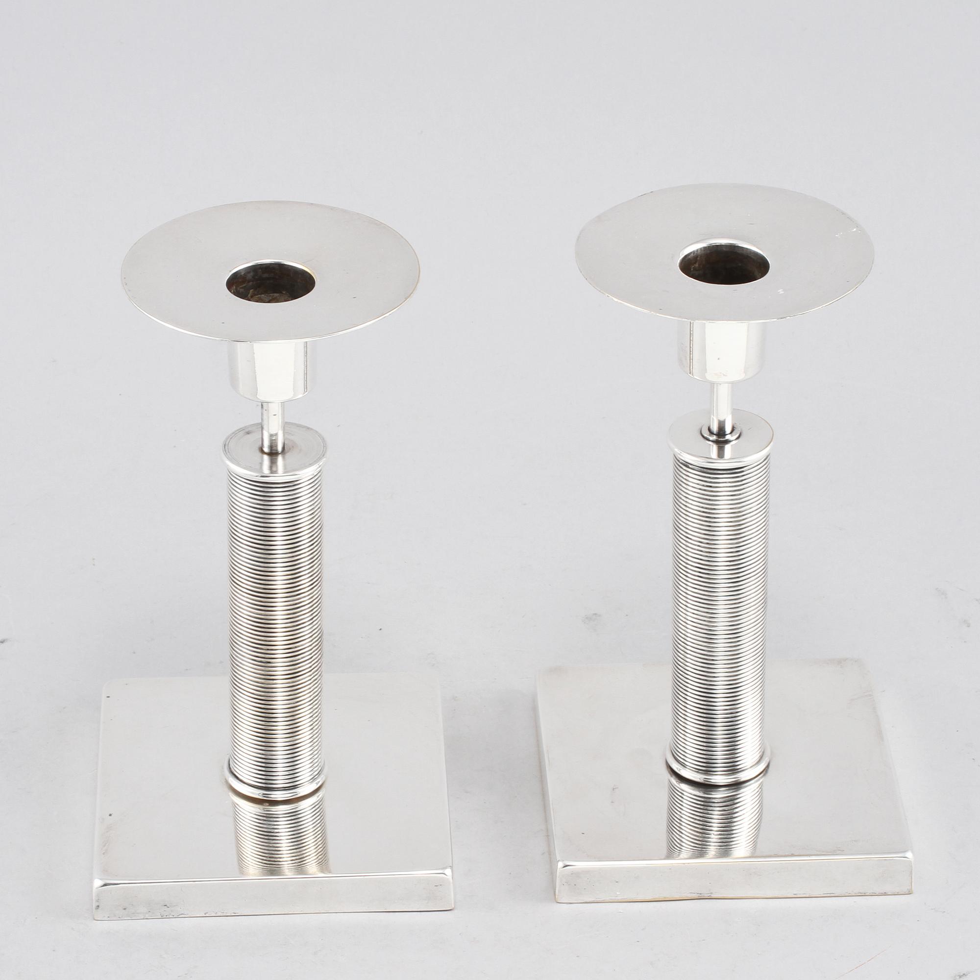 LJUSSTAKAR, nysilver, Rolf Engströmer, Fabriksaktiebolaget Kronsilver, 1930-tal.
