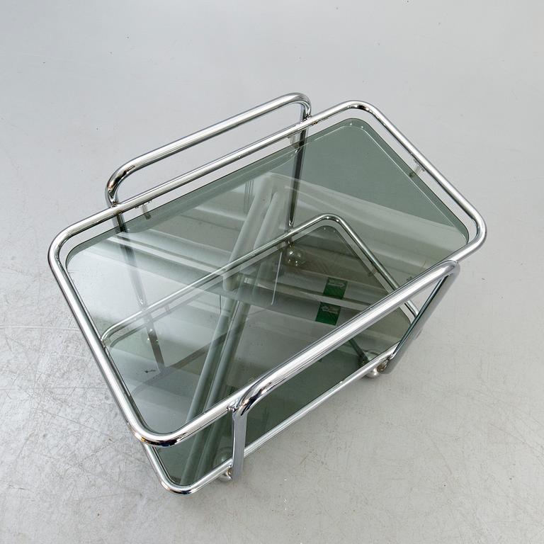 A 1970s chrome serving trolley.