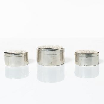 Six 19th century silver boxes.