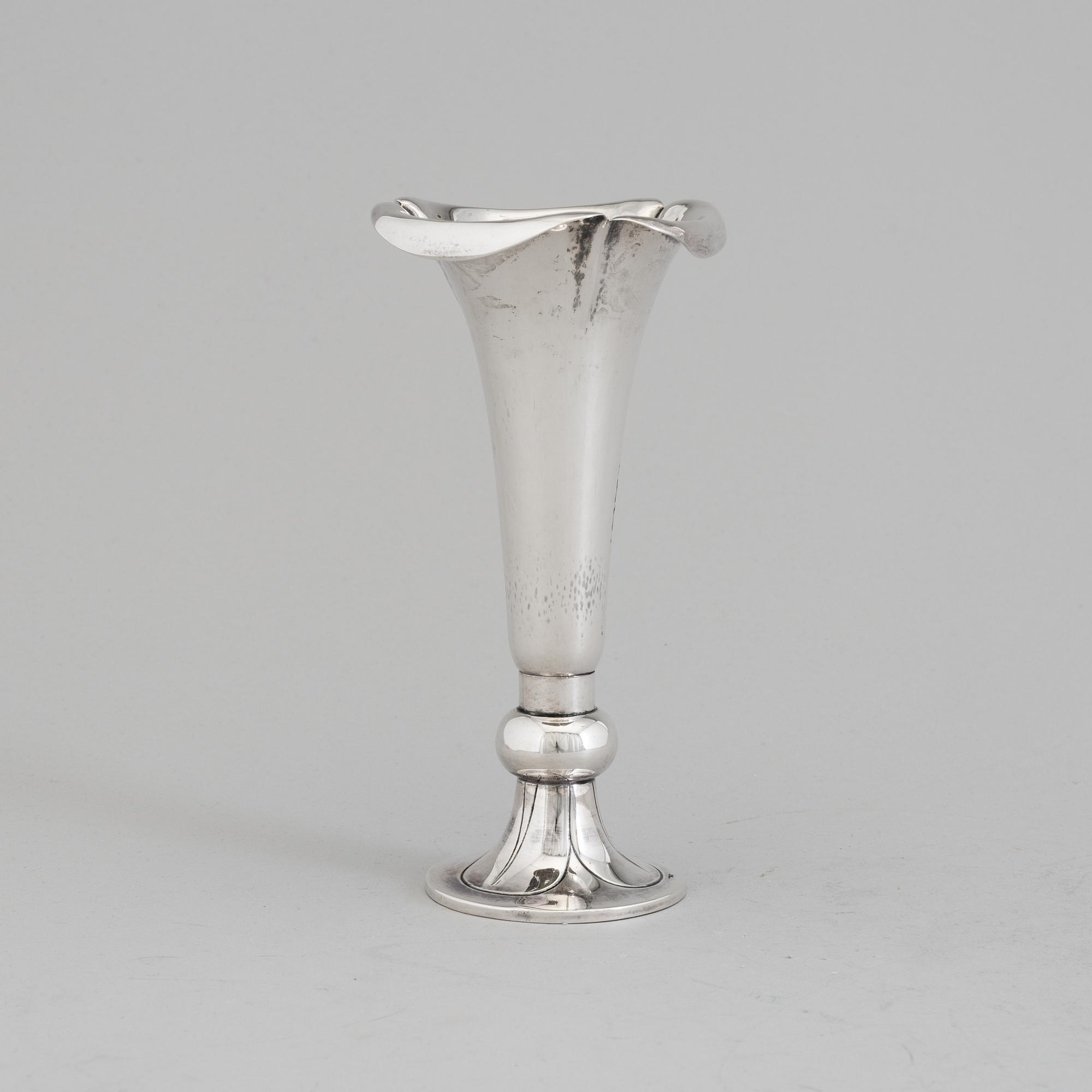 A Danish Art Nouveau silver vase, maker's mark Mogens Ballin & Co, Copenhagen,