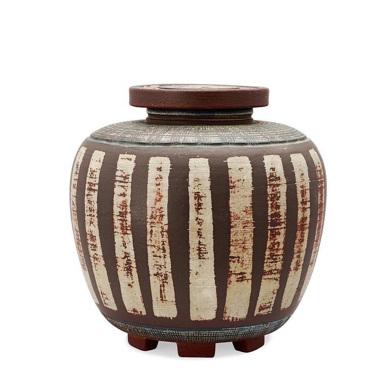 A Wilhelm Kåge 'Farsta' stoneware jar and cover, Gustavsberg Studio 1956.