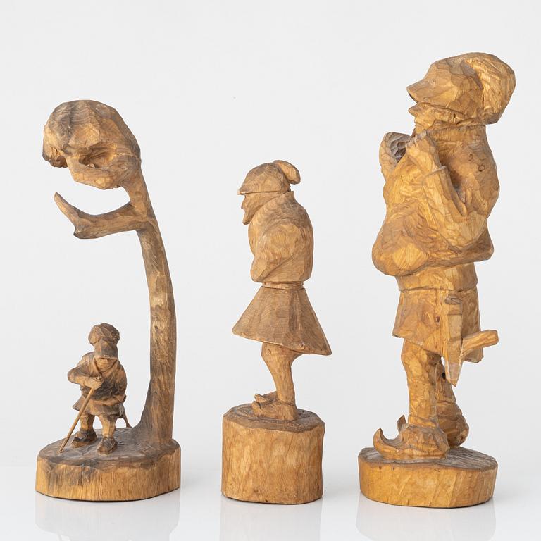 Bengt Jonsson, three sculptures, signed BJ.