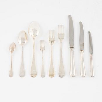 An 107-piece Swedish silver cutlery, model 'Svensk rund', mark of GAB, Stockholm, including 1950.