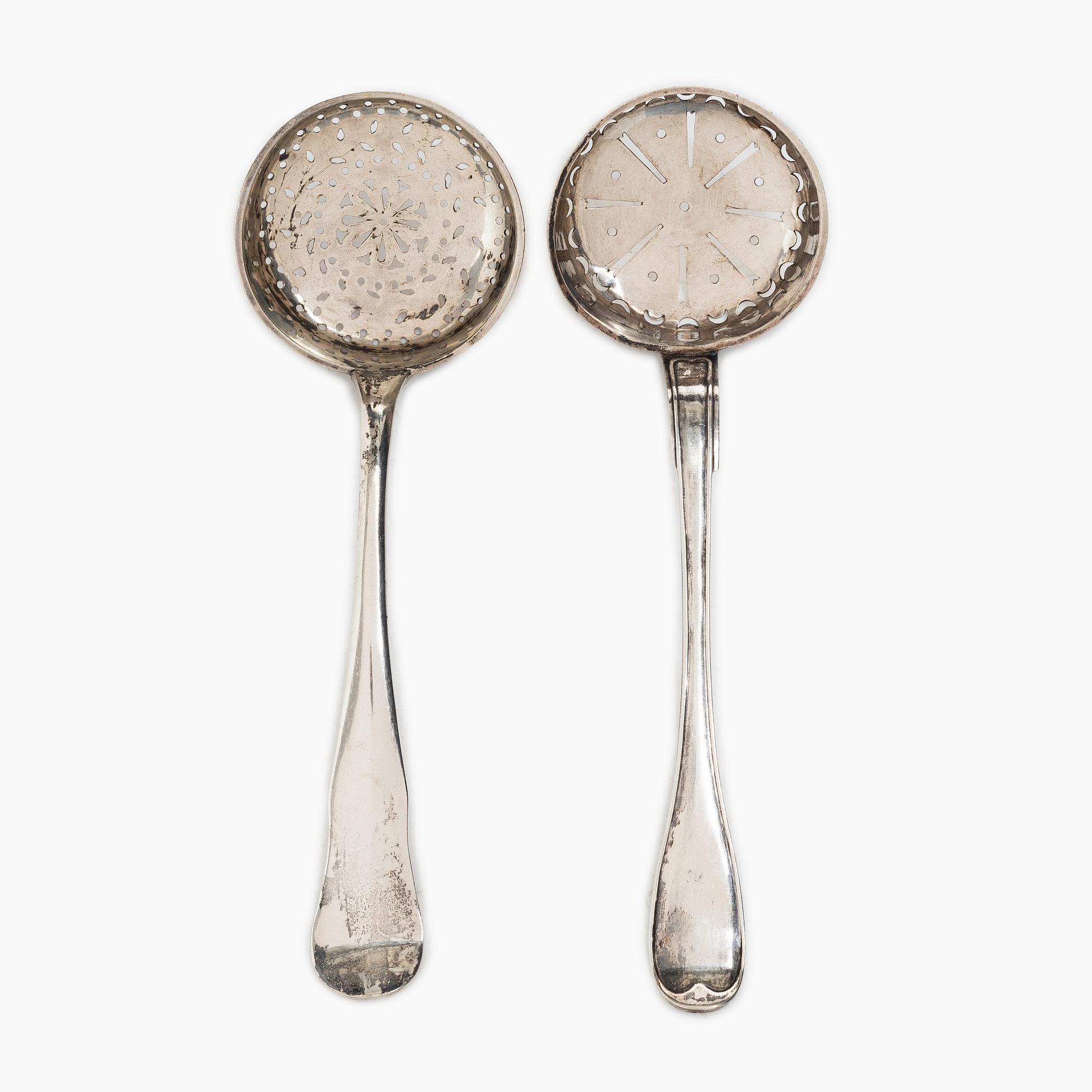 Straining spoons, 2 pcs, silver, Stockholm 1785-1795.