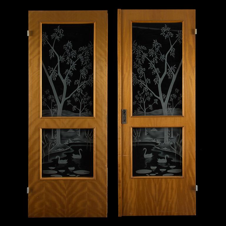 DÖRRAR, ett par, Svenskt trä AB, Tibro, 1900-talets mitt.