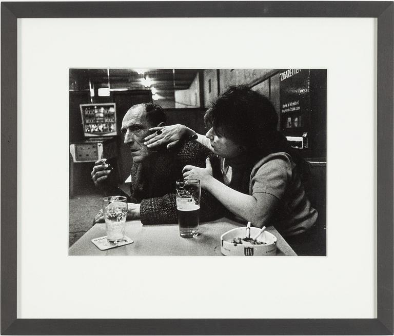 Anders Petersen, "Gertrud med en kund" from "Café Lehmitz" and the book "Café Lehmitz", Stockholm, 1982.