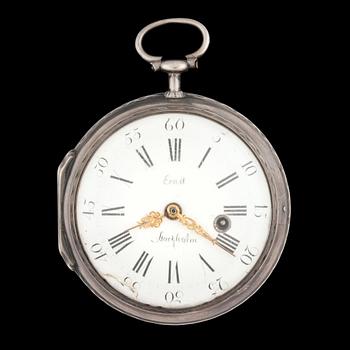 1434. A silver verge pocket watch, Ernst, Stockholm, c. 1770's.