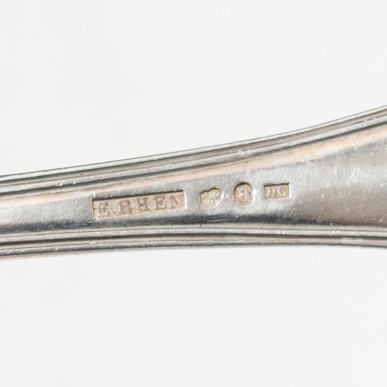 Matskedar, 8 st, silver, modell "Gammal Fransk", Sverige, bl a Edvard Rhen, Örnsköldsvik 1882.