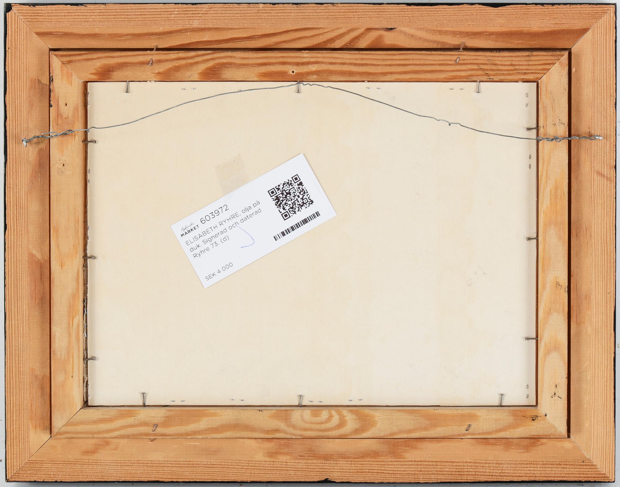 ELISABETH RYHRE, olja på duk. Signerad och daterad Ryhre -73.