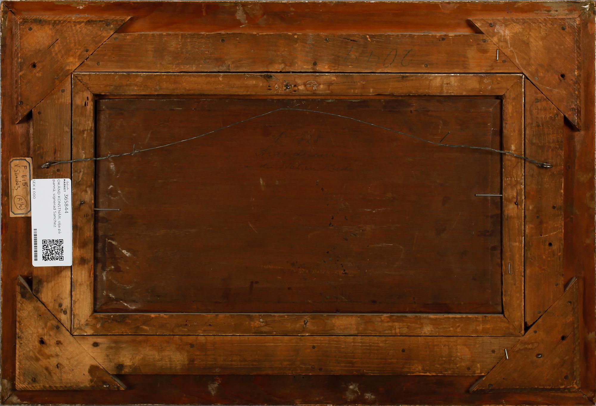 OKÄND KONSTNÄR, olja på pannå, signerad Sanchez.