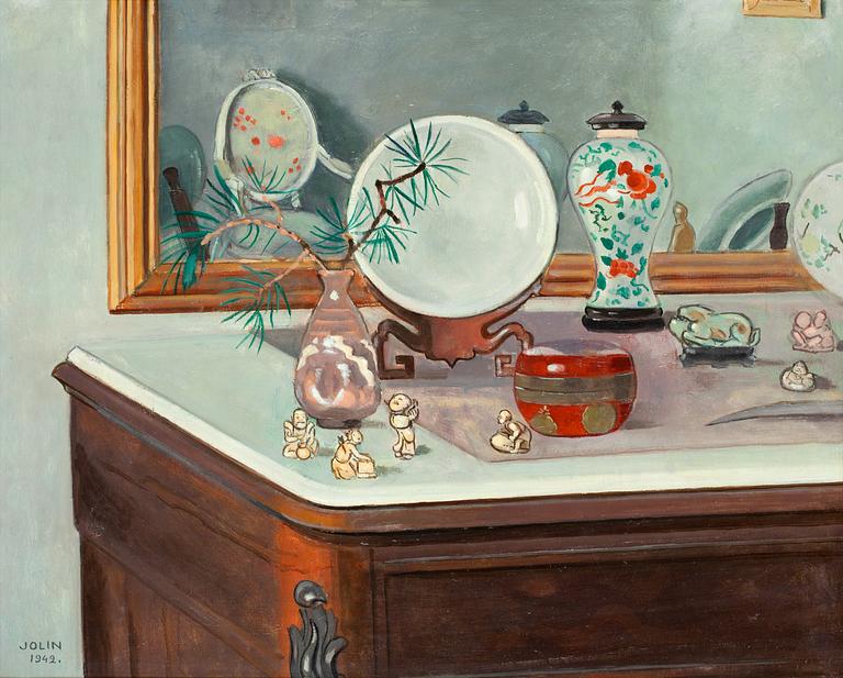 Einar Jolin, Still life with Asian figures.