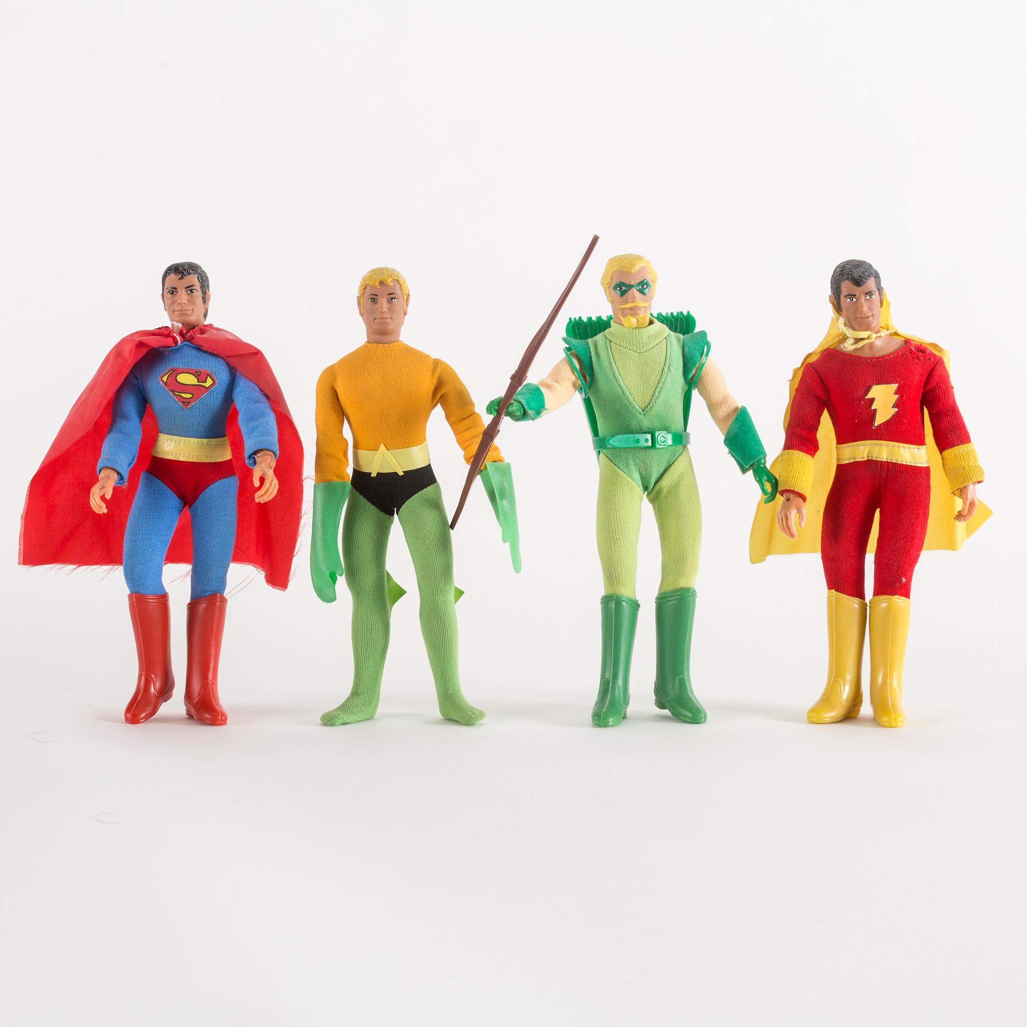 WORLDS GREATEST SUPER HEROES, 8 stycken actionfigurer, DC comics, Mego, 1970-tal.