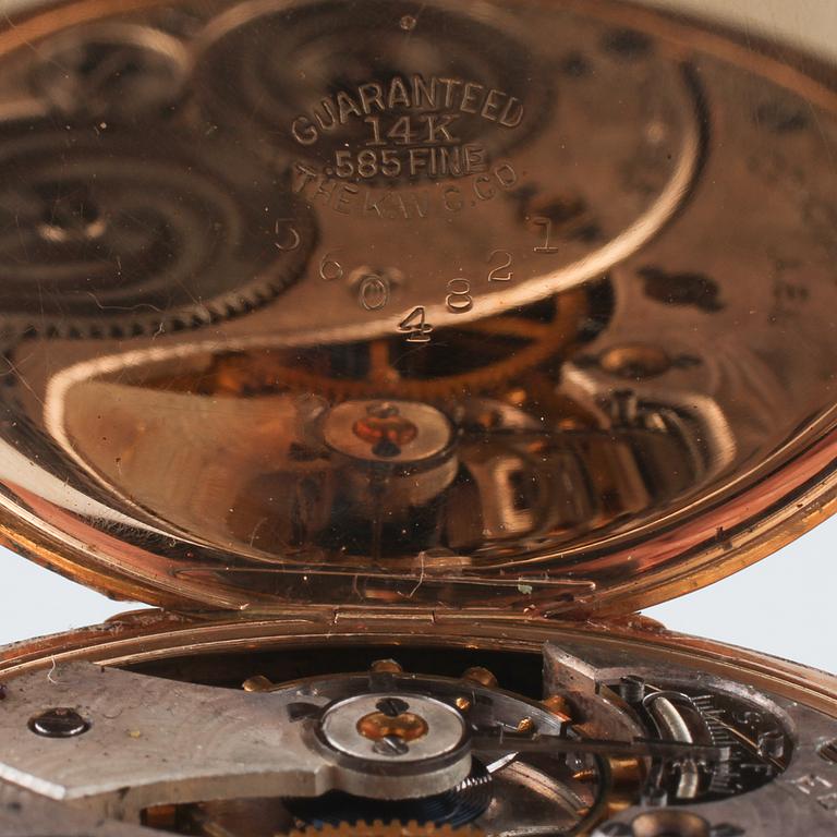 FICKUR, 2 st, 14 k guld samt double, Elgin, 1921 samt 1911.