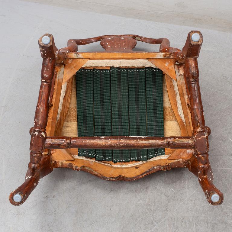 A pair of Swedish 18th century armchairs.