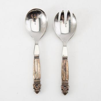 Johan Rohde, salad servers, a pair, sterling silver, "Konge/Acorn", Georg Jensen, Denmark, after 1945.