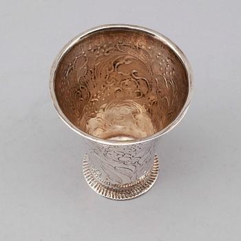BÄGARE, silver, Nils Orstedt, Norrköping 1760. Vikt ca 66 gram.