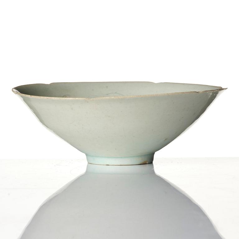 A qingbai incised 'peony' lobed bowl, Song dynasty (960-1279).