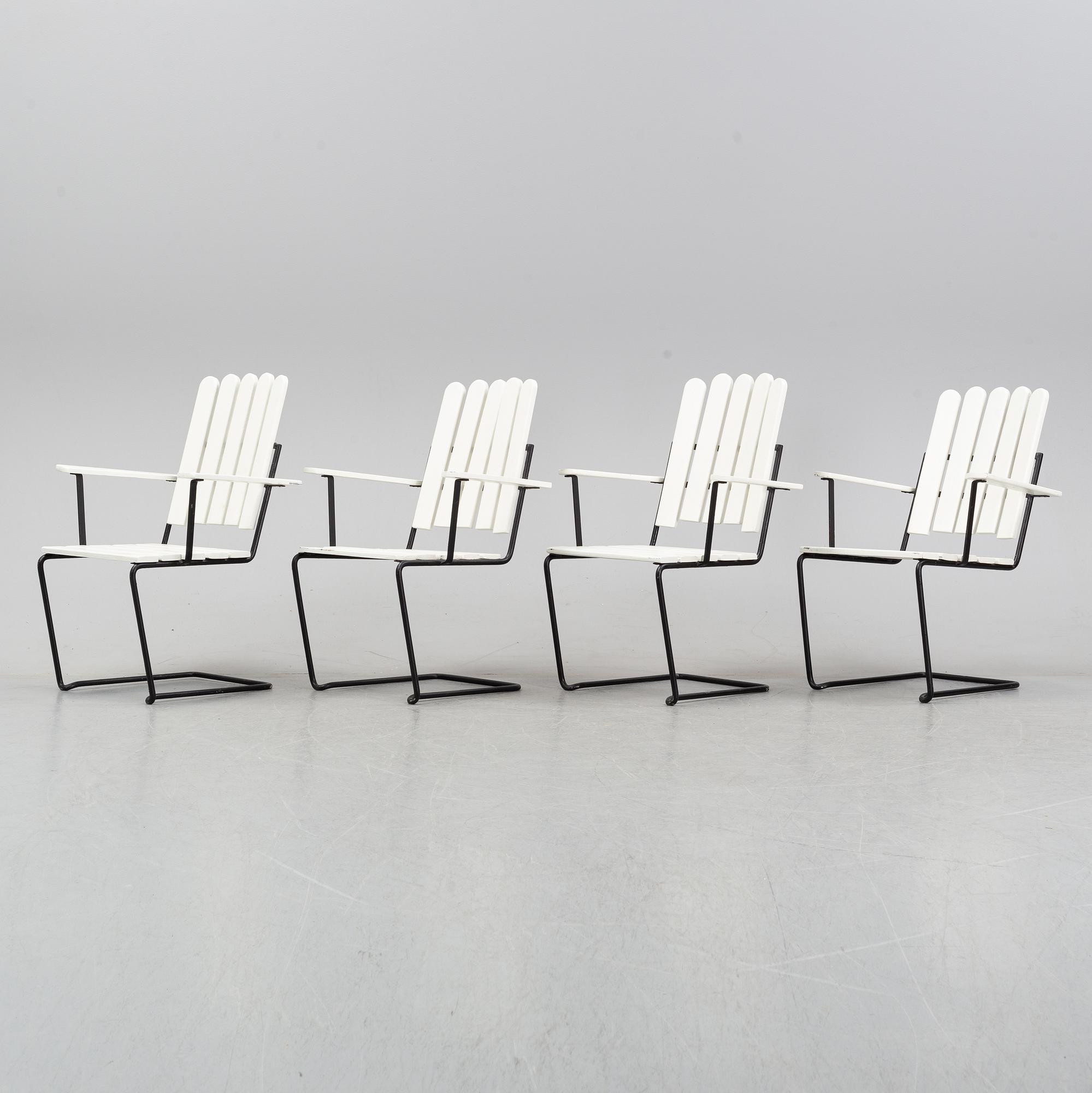 A set of four "A2" garden chairs by Artur Lindqvist for Grythyttan, second half of the 20th century.