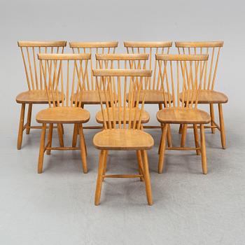 A set of eight 'Lilla Åland' birch chairs by Carl Malmsten for Stolab dated 1996.