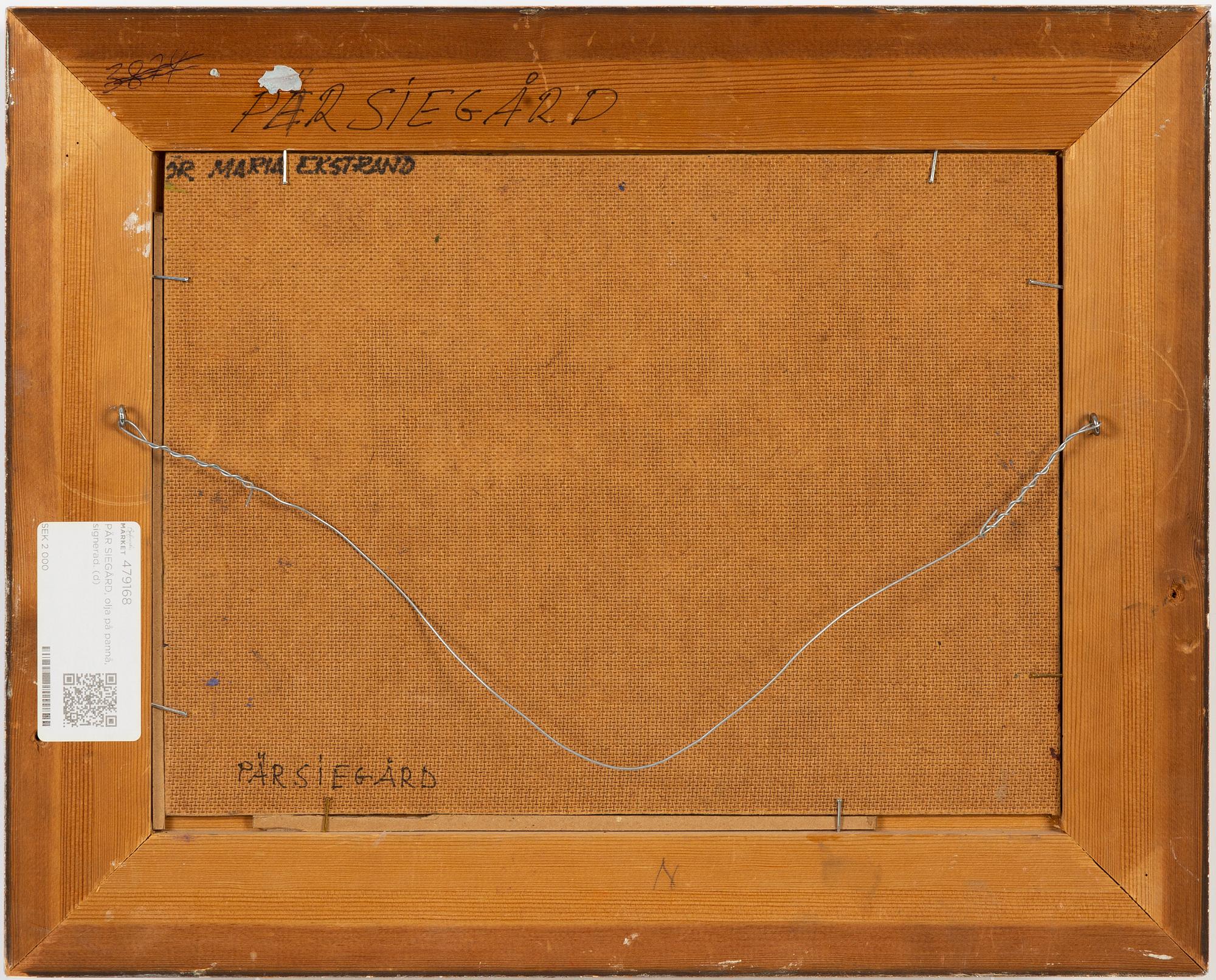 Pär Siegård, olja på duk, pannå, signerad.