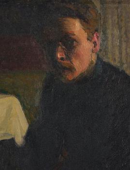 Björn Ahlgrensson, "Studie vid lampsken" ("Study by Lamplight"), Self-Portrait.