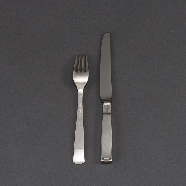 JACOB ÄNGMAN, 12+12 psc silver cutlery,  GAB, some Eskilstuna 1969.