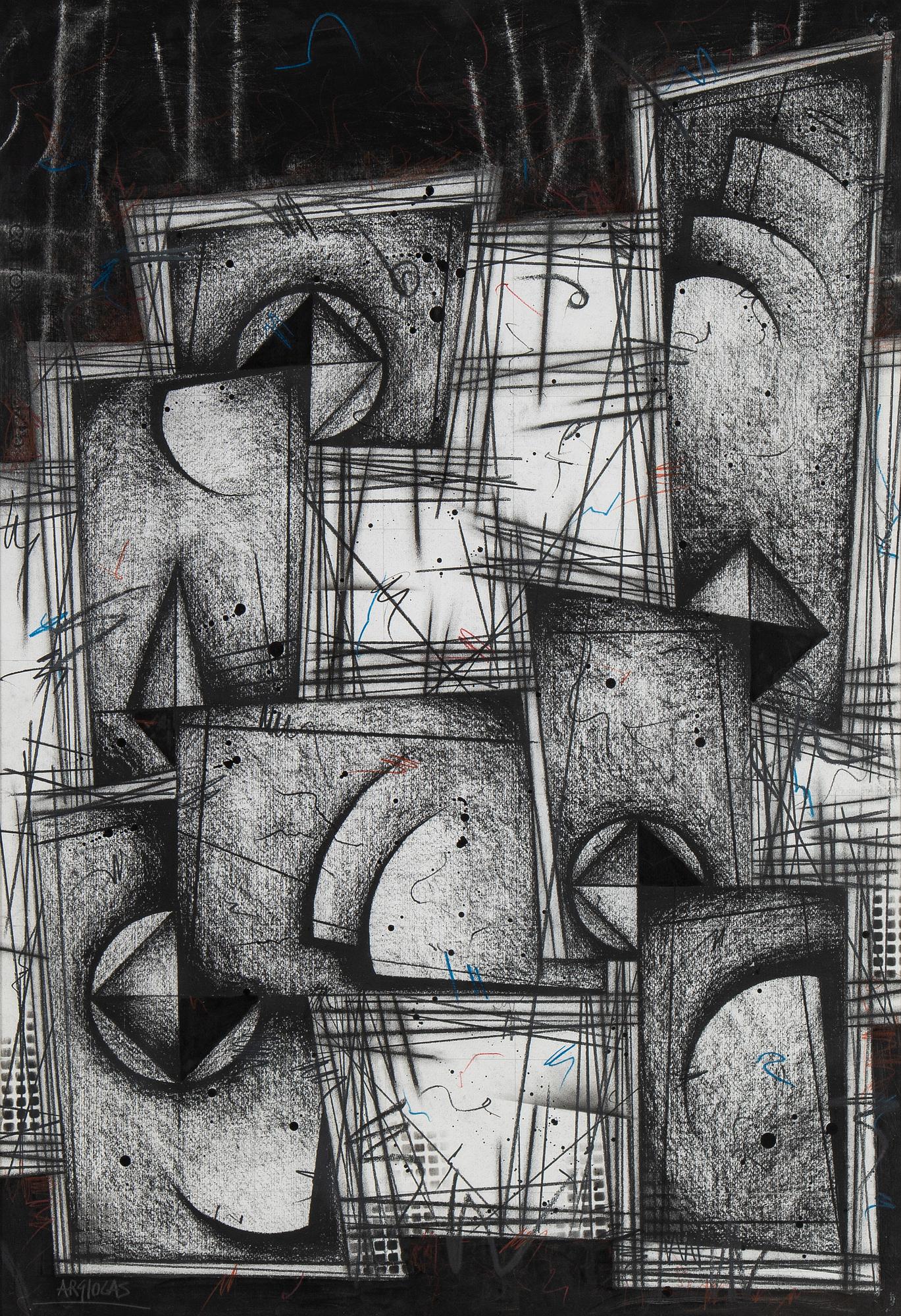 Silvano Argiolas, mixed media on paper, signed.