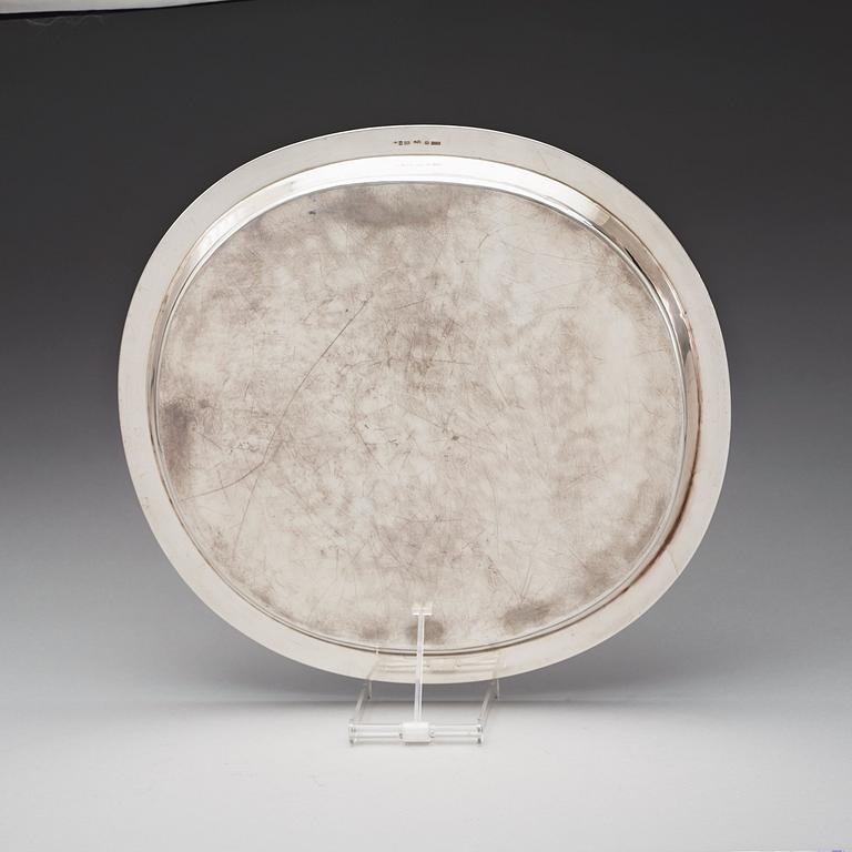 A Sigurd Persson silver tray, Stockholm 1969, silversmith Johann Wist.