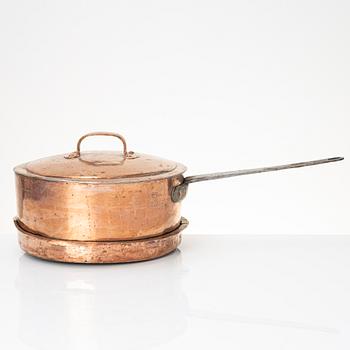 A copper saucepan, from the royal household of Sofia albertina, Sweden, 18th-19th century.