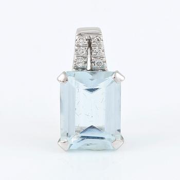 HÄNGE, 18K vitguld med smaragdslipad akvamarin ca 1.95ct