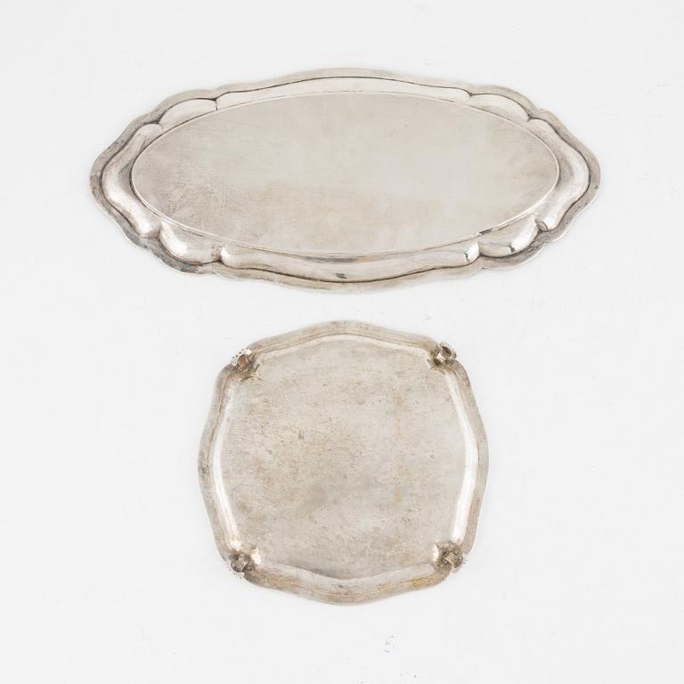 Tray and salvers, silver, Austria-Hungary, including Pest 1872-1922.