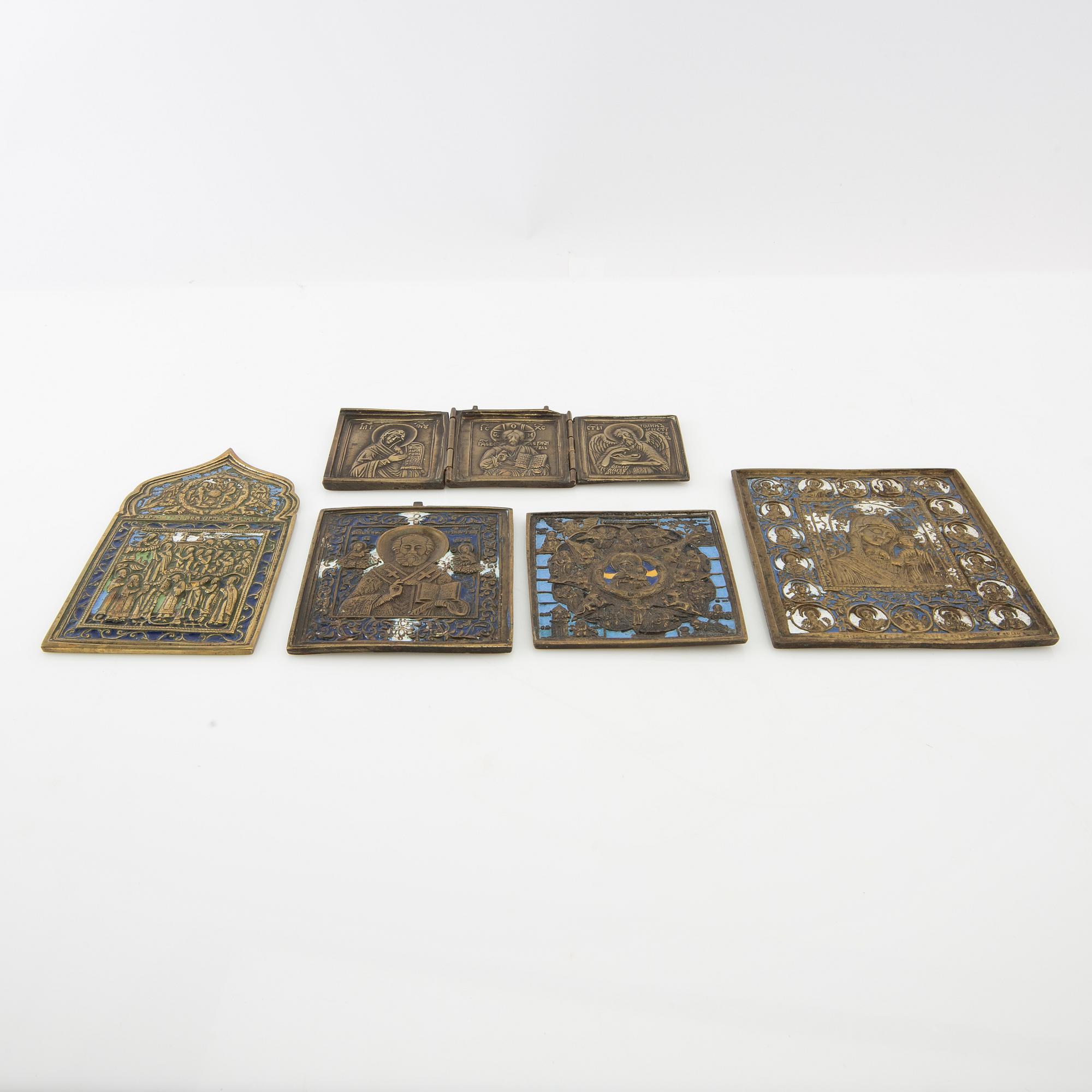Travel icons 5 pcs Russia 18th/19th century.