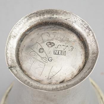 A Swedish 18th century parcel-gilt silver beaker, mark of Niclas Ljungberg, Orebro 1765.