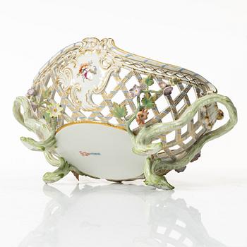 A pierced rococo-style porcelain bowl, KPM, Germany, early 20th century.