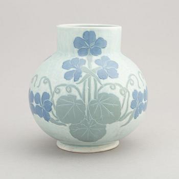 Josef Ekberg, a signed 'Sgrafitto' earthenware vase, Gustafsberg, 1907.